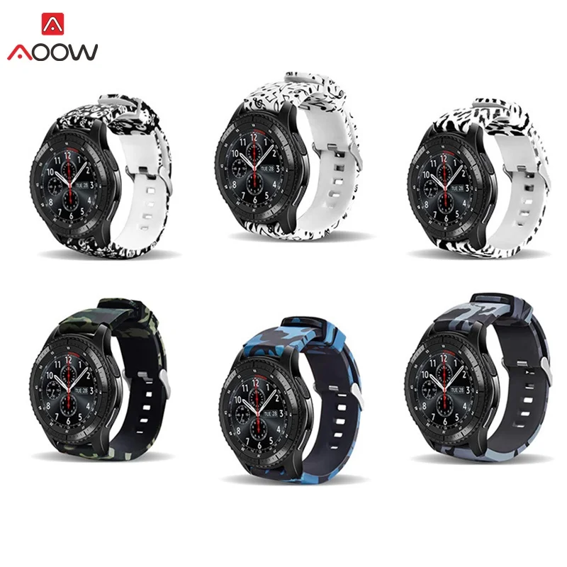 AOOW 22 мм ремешок для часов для samsung gear S3 классический/Frontier классический дизайн силиконовый браслет ремни для часов с цветочным принтом