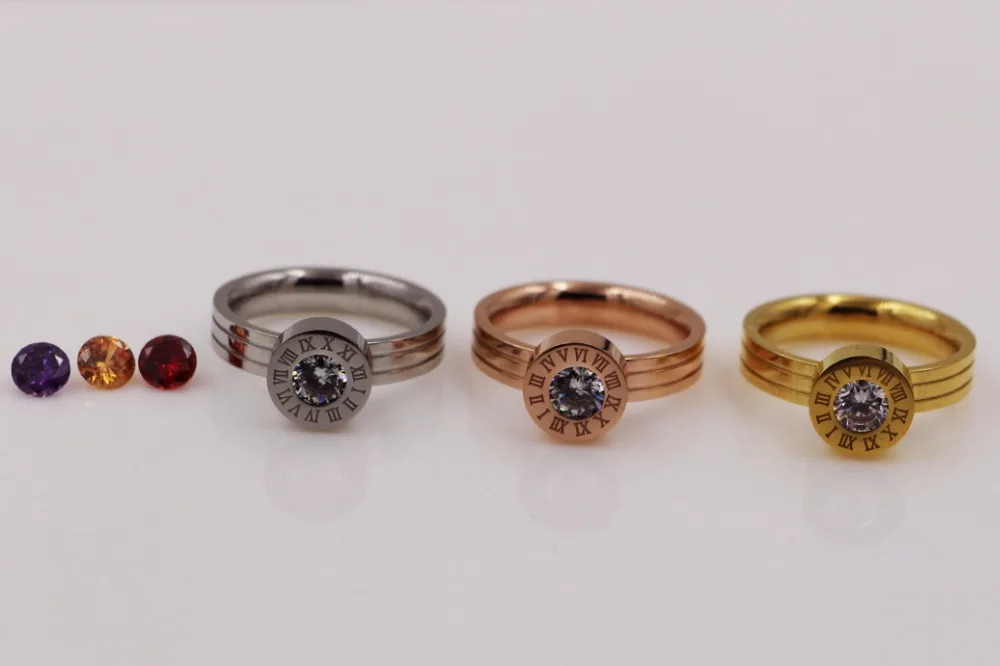 Модное Брендовое кольцо из нержавеющей стали цвета розового золота с яркими