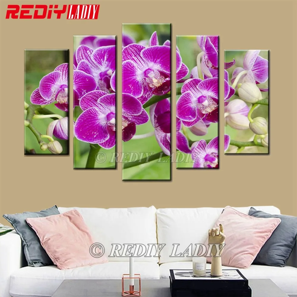Rediy ladiy Алмазная вышивка Триптих Алмазная картина вышивка крестиком 5 панелей настенное Искусство Цветы орхидеи мозаика модульные картины