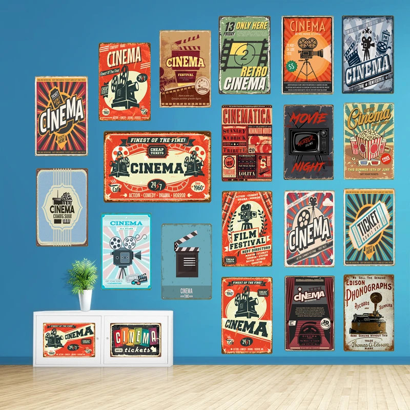 Плакат для ретро кинотеатра металлические жестяные знаки магазина ресторана