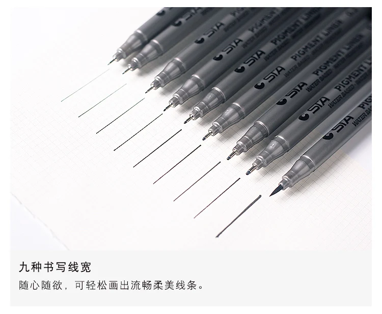 1 шт пигмент лайнер Pigma Micron чернила маркер для белой доски 0,05 0,1 0,2 0,3 0,4 0,5 0,6 0,8 различных наконечников, черная ручка эскизов ручки