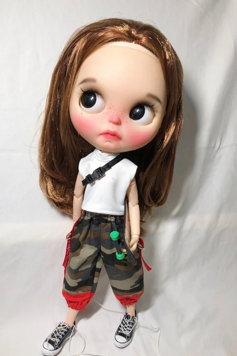 T02-X593 Блит Кукла Одежда 1/6 куклы azone аксессуары ручной работы одежда Высокий воротник футболка камуфляжные брюки