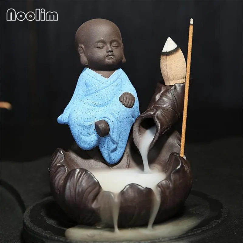 Zen Little Monk горелка для благовоний с обратным потоком фиолетовая глина домашний