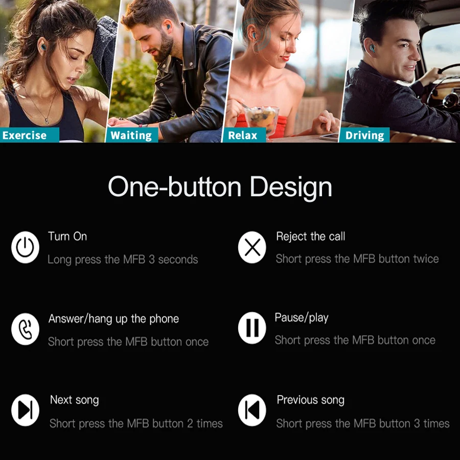TWS, беспроводные Bluetooth наушники, супер бас, стерео, беспроводные Bluetooth наушники, свободные руки, спортивные/Игровые наушники с шумоподавлением