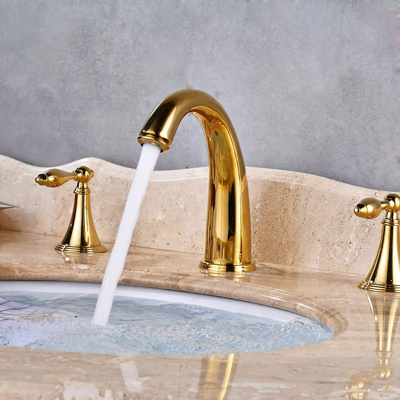 Uythner Большая скидка 3 шт. дугообразный смеситель для раковины с двойной ручкой