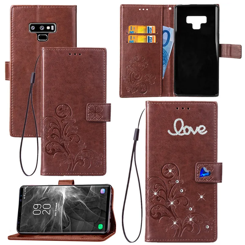 Любовью Синий bling из искусственной кожи чехол портмоне для samsung Galaxy Note 9 8 телефона