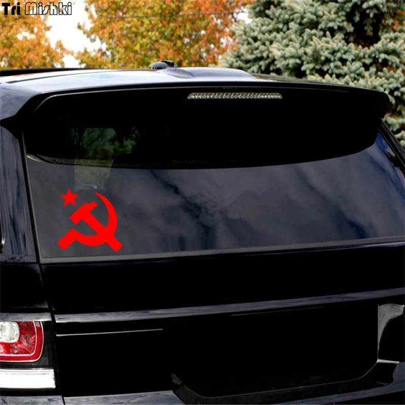 Tri Mishki 15.3x15см серп и молот красная звезда прикольные наклейки на авто машину