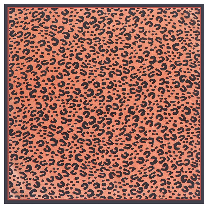 

POBING 100% Silk Scarf Woman Luxury Leopard Print Square Scarves Luxury Bandanas Small Hijab Foulards Lady Tie Headband 53x53CM