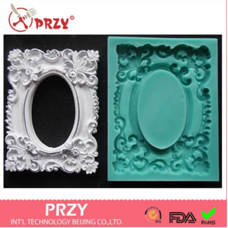 

cake decoration mold Picture frame framework 3D rectangle silicone mold fondant mold