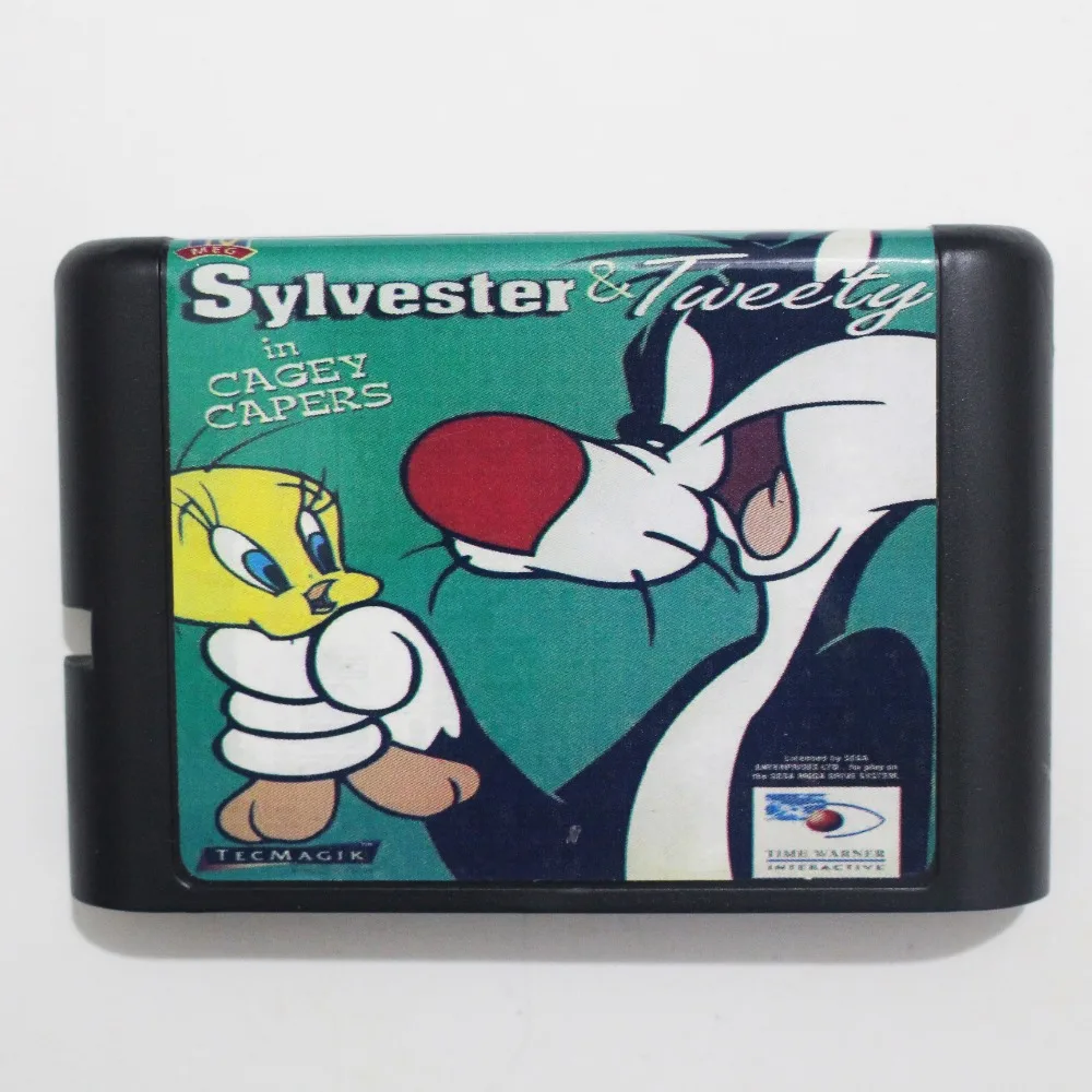 Игровая карточка для Sega Mega Drive от Sylvester & Tweety In Cagey Capers 16 bit MD|game card sega|mega drive cardsega game |