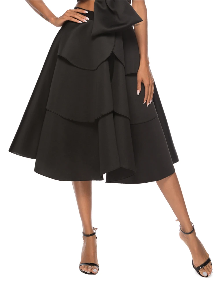 Black only Skirt Женские летние комплекты из 2 предметов, сексуальные короткие топы, юбки с открытыми плечами, с открытой спиной, с большим бантом, высокая талия, свинг, юбка с оборками, вечерние Jupe - Цвет: Black only Skirt
