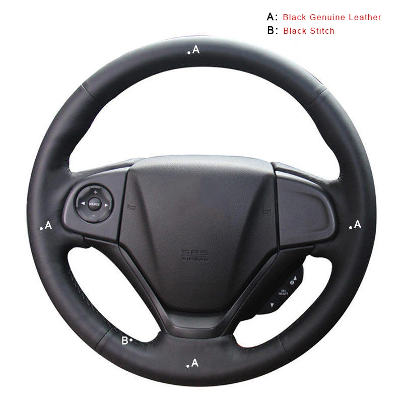 Genuine Leather Авто оплетка на руль Крышка для Honda CRV CR-V 2012- ручной швейный чехол рулевого колеса автомобиля аксессуары для интерьера - Название цвета: Genuine Leather