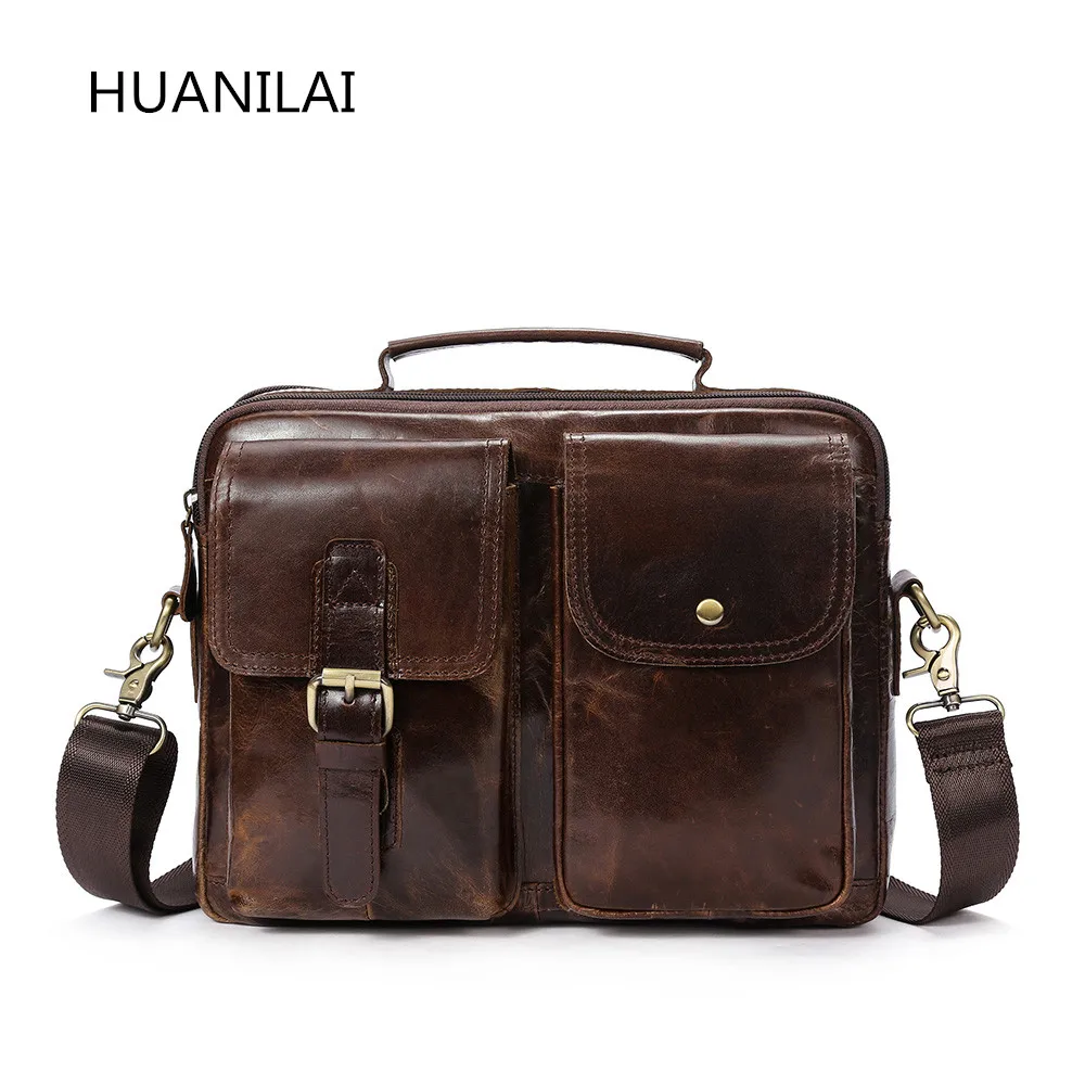 HUANILAI Men's Bags Genuine Leather Messenger Bags For Men Business Briefcases Shoulder Bags Men Handbags Crossbody Bags