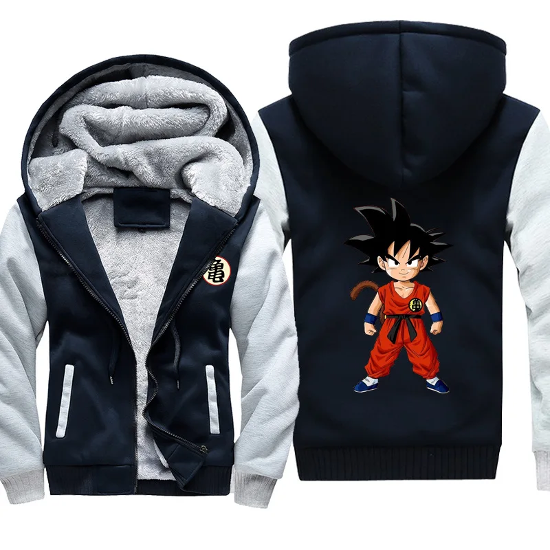 Dropshiping Dragon Ball зимняя Толстовка утепленная куртка унисекс шерстяная подкладка