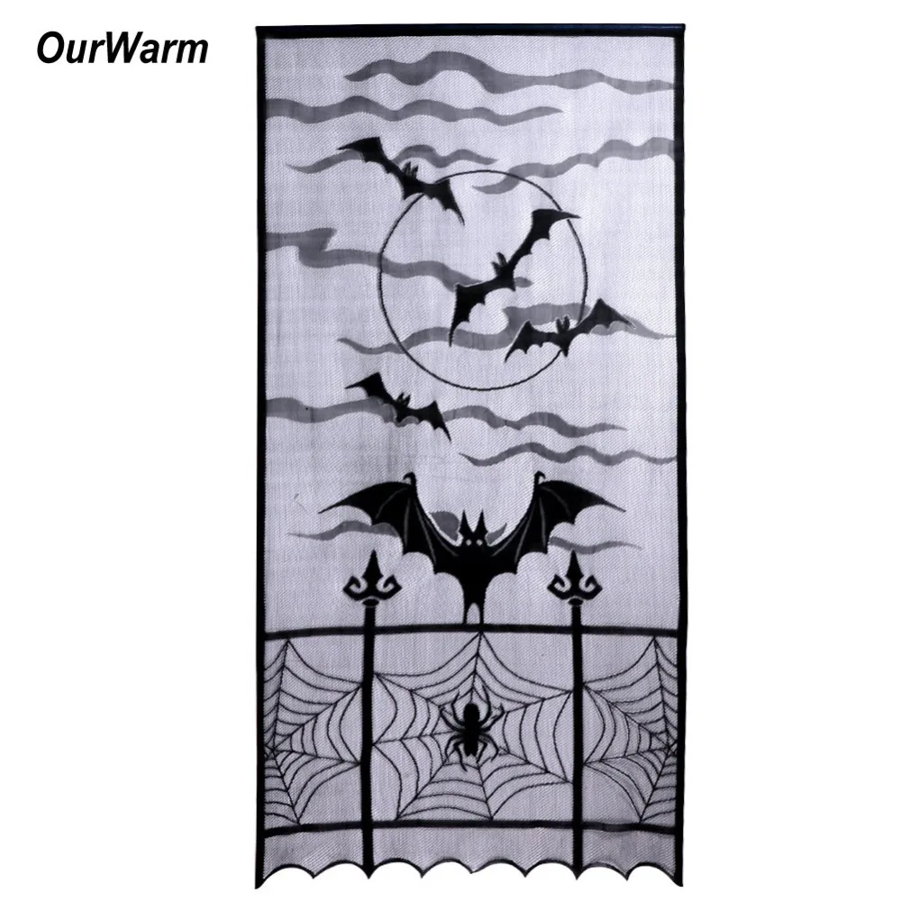 OurWarm 101x213 см ХЭЛЛОУИН ОКНО украшение наследия кружева Spiderweb летучая мышь дверь