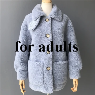 Blue Adult short MAOMAOFUR шерстяное пальто зимняя новая модная длинная одежда женское теплое меховое пальто без рукавов Женская качественная куртка из овечьего меха - Цвет: Blue Adult short