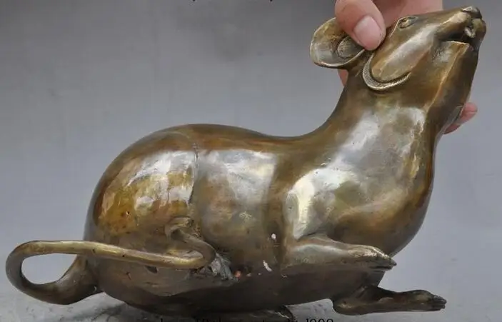 Китайский Бронзовый феншуй Зодиак животное Мышь Крыса мыши статуя счастливая