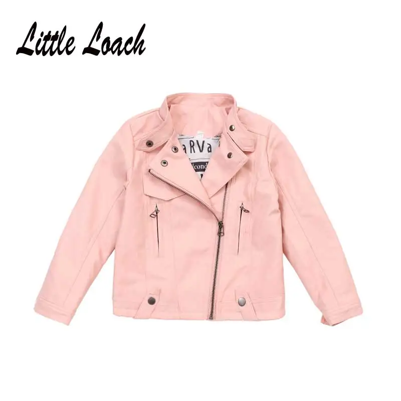 Куртка из искусственной кожи для девочек черное красное розовое мягкое пальто