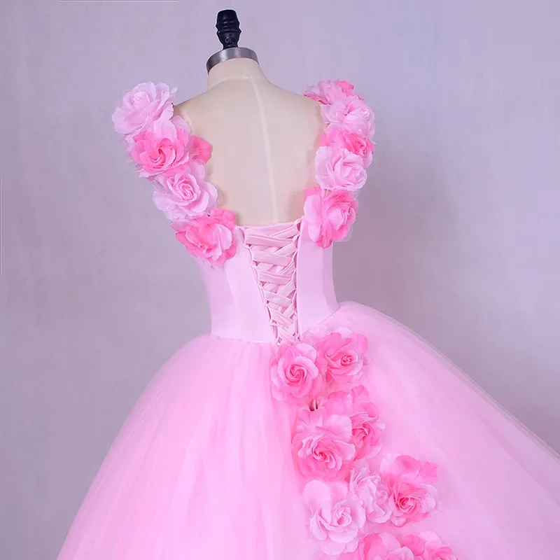 Gothic Pink Wedding Gowns 2018 LORIE Vestidos de noiva 3D Flowers Romantic Bridal Dresses Off Shoulder Plus Size Custom Made | Свадьбы и