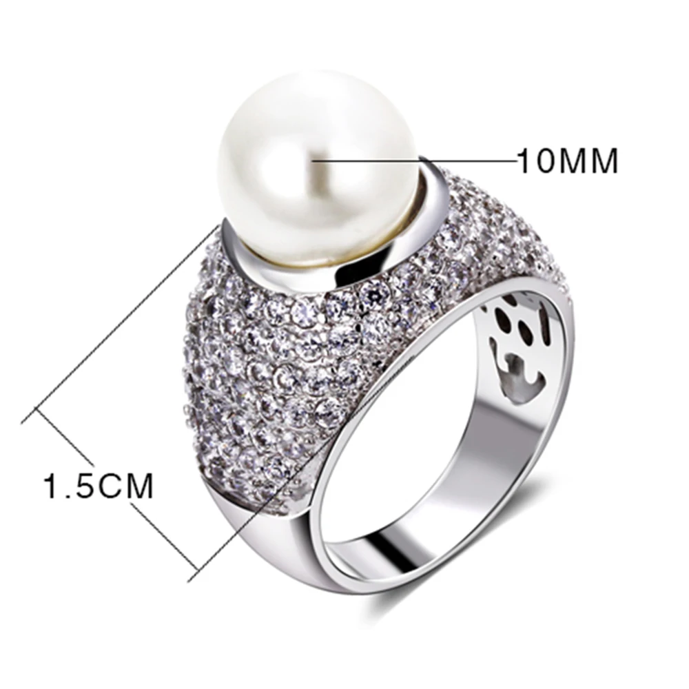 Fashion ring Gift for mother Jewelry Brass metal with Grey and White shell pearl rings for women female jewelry