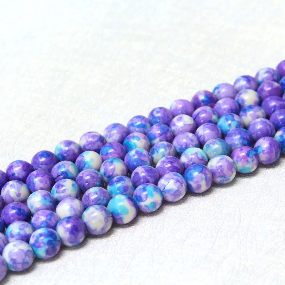 Оптовая продажа бусины из фиолетового натурального белого камня с рисунком