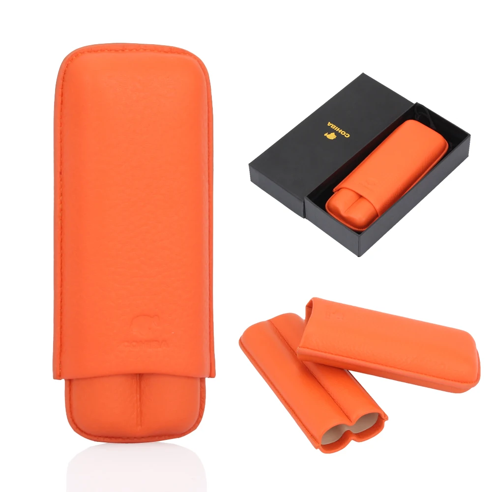 Коробочка для сигар COHIBA из натуральной кожи портативный футляр с 2 трубками