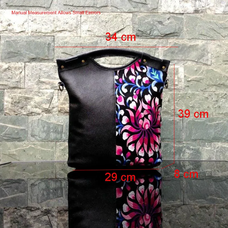 Женская сумка из натуральной кожи с вышитыми цветами винтажная мессенджер на