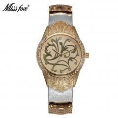 Miss Fox золотые часы Женское платье цветок Артикул Montre Homme Marque De Роскошная нержавеющая сталь задняя Водонепроницаемость Relogio Feminino - Цвет: 1995-4