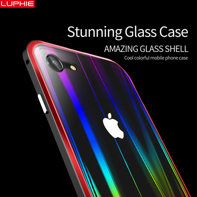 LUPHIE цветной лазерный чехол Aurora для iPhone X XS 8 7 Plus роскошные чехлы прозрачная