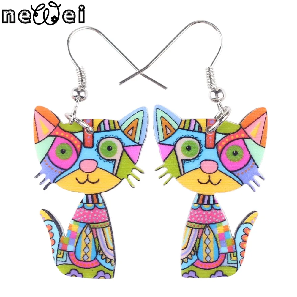 Женские серьги в виде кота акриловые длинные висячие новые женские новом стиле
