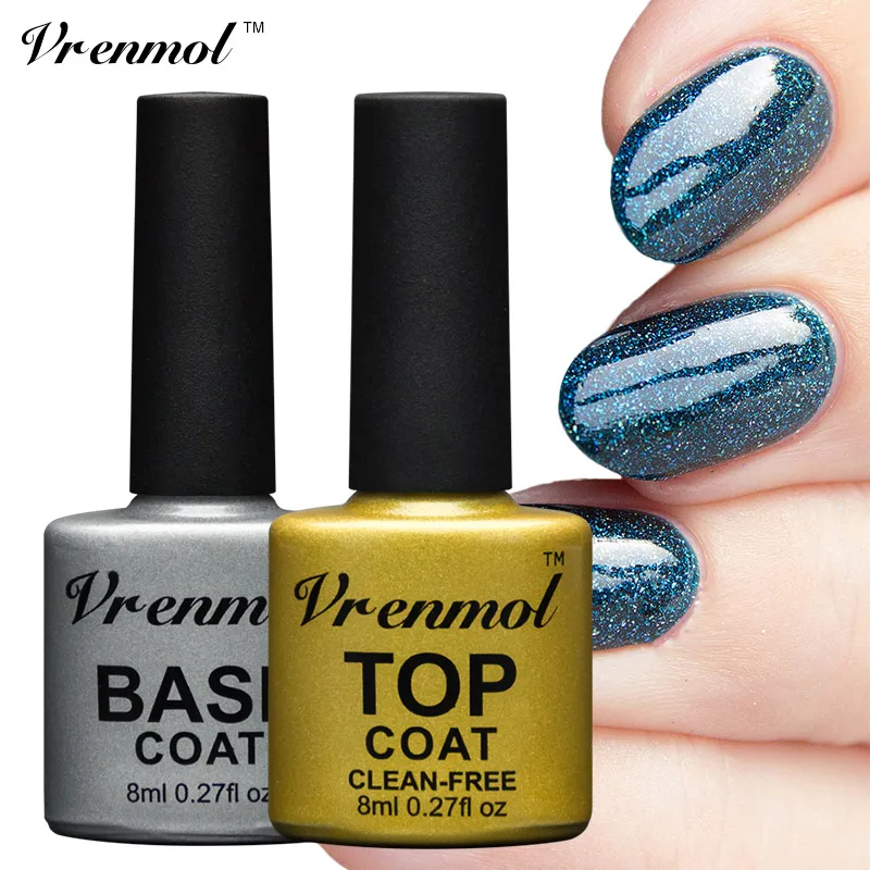 Верхнее покрытие Vrenmol + Базовое без очистки УФ лампа Гель лак для ногтей