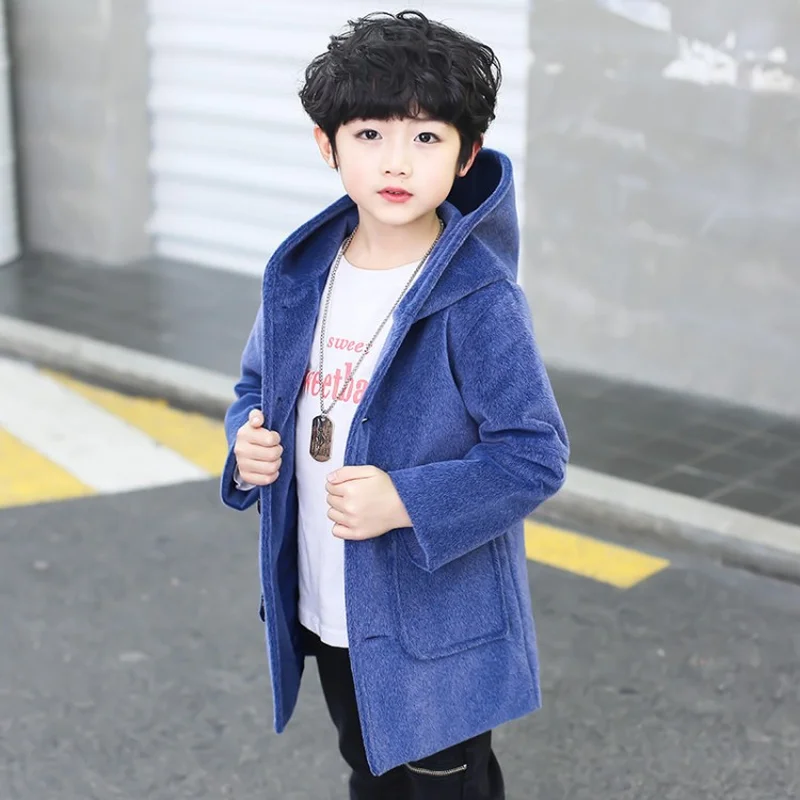 Новинка 2019 модная детская верхняя одежда из смешанной шерсти для мальчиков 4-16