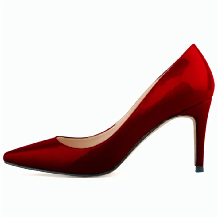 Wine red Новые модные женские туфли-лодочки на тонком каблуке однотонные офисные туфли из лакированной кожи выразительные женские туфли с острым носком на высоком каблуке 9 см - Цвет: Wine red