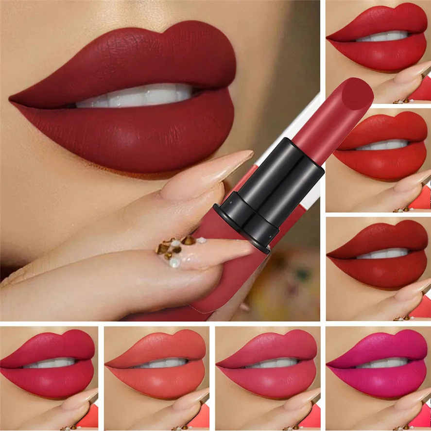New Brand Matte Red Lipstick 12Colors 1PC Moisturizes Velvet Lip Gloss Makeup Lipsticks 0415#30 |