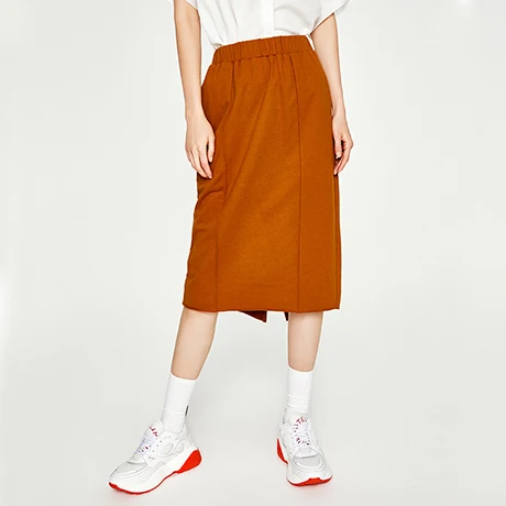 Toyouth New Autumnn Elastic High Waist Skirts Women Loose Midi Skirt H-Line Solid Ladies Skirt Causal Slim Plus Size Faldas Saia - Цвет: Yellow