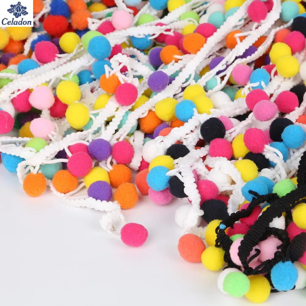2 ярда 30 мм смешанный цвет кружево с помпонами кисточка помпон отделка шары лента