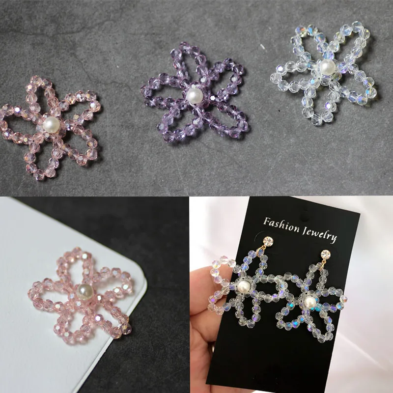 

Free Shipping 40MM Glass Crystal Rhinestone Jewelry Flower Pendant Charms Fit Fashion Ornaments Women Earring Bracelet Necklace