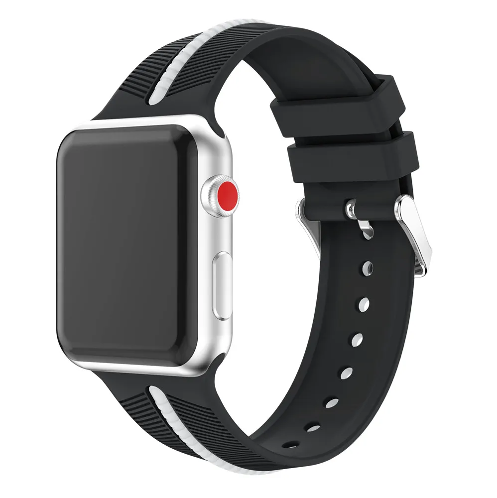 Спортивный мягкий силиконовый ремень для Apple Watch band Series 1 2 3 4 5 38 мм 42 мм 44 мм 40 мм сменный Браслет ремешок для часов