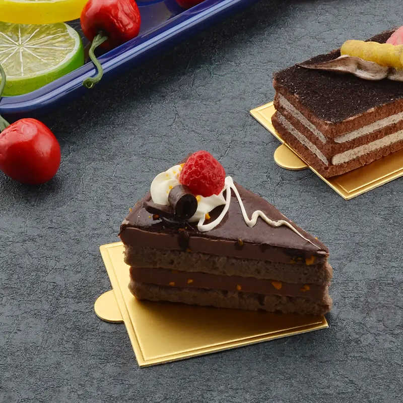 OBRKING 100pcs/Set Square Mousse Cake Boards Gold Cardboard Tray Cupcake Dessert Displays Pastry Holder Stand |