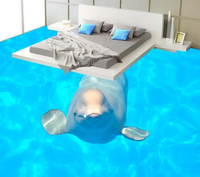 

[Самоклеющиеся] 3D Дельфин океан 3 Нескользящие водонепроницаемые фото самоклеющиеся напольные настенные стикеры обои фрески печать наклей...