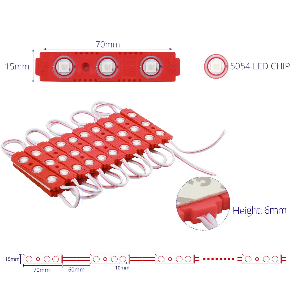 DC12V SMD5054 3 светодиода светодиодные модули IP65 водонепроницаемая лампа