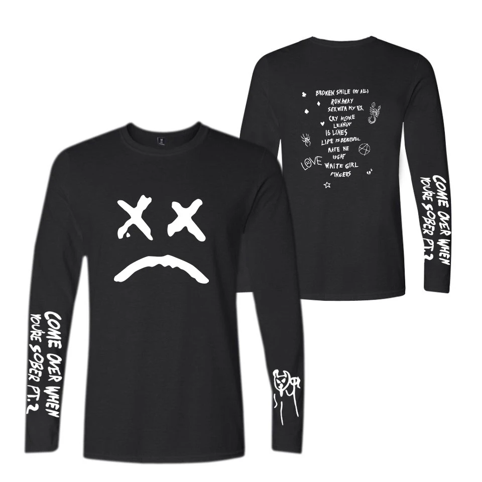 Женская и мужская одежда с принтом Lil Peep Повседневная летняя футболка длинным