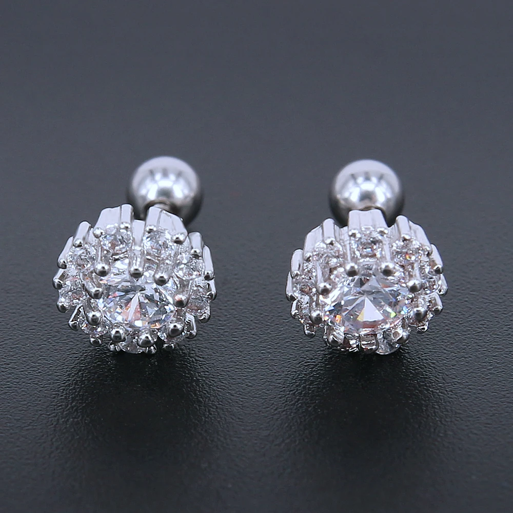 Классические серьги пусеты из белого камня для танцев нержавеющей стали женщин и