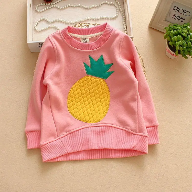 

2019 winter children hoodies boys girls clothing plus thick velvet kids cartoon Cute pineapple Sweatshirts fleece sudadera
