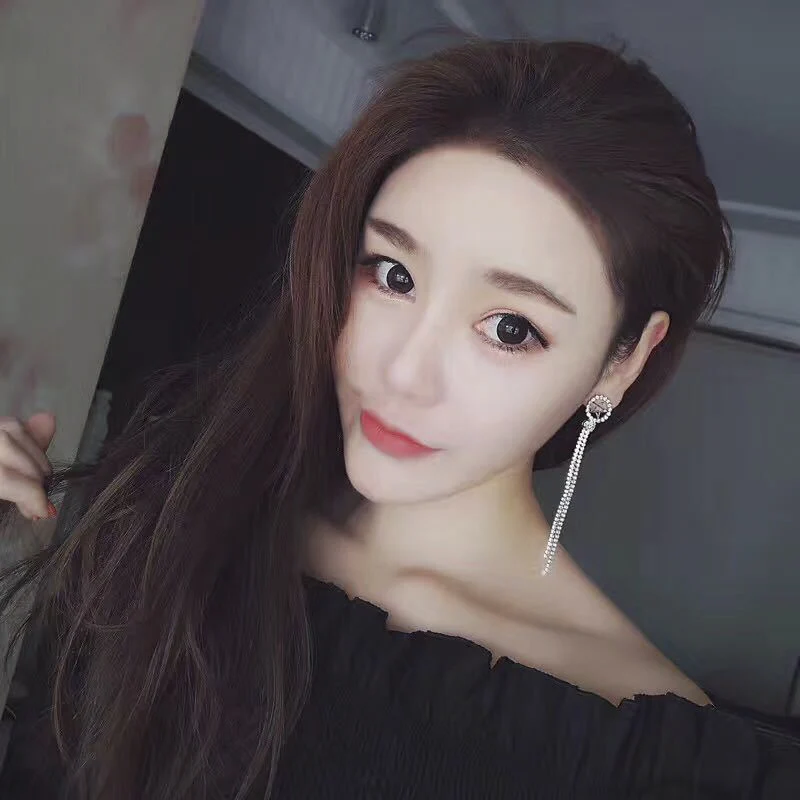 2017 Высокое Качество Роскошный Bling Кристалл Кисточкой Серьги Преувеличивать