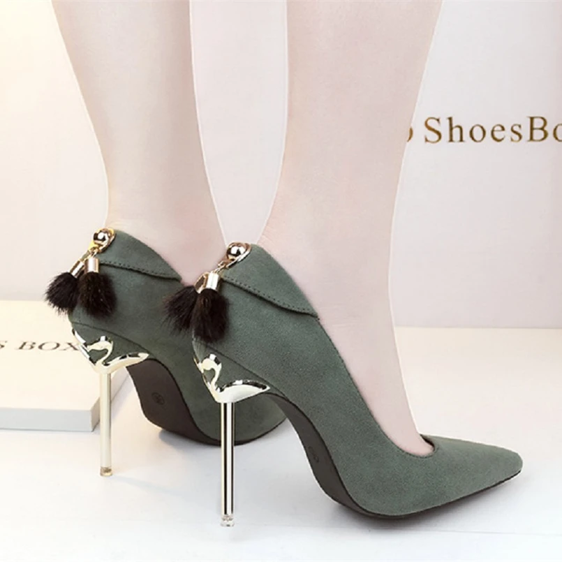 

women cute comfortable black high heel shoes lady casual pointed toe flock high heel shoes tacones altos sweet shoes e2607