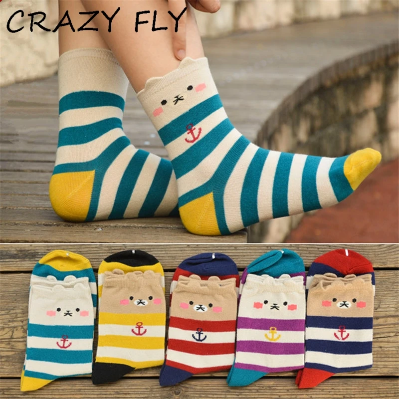 Магазин CRAZY FLY женские высококачественные Милые Носки с рисунком медведя Kawaii