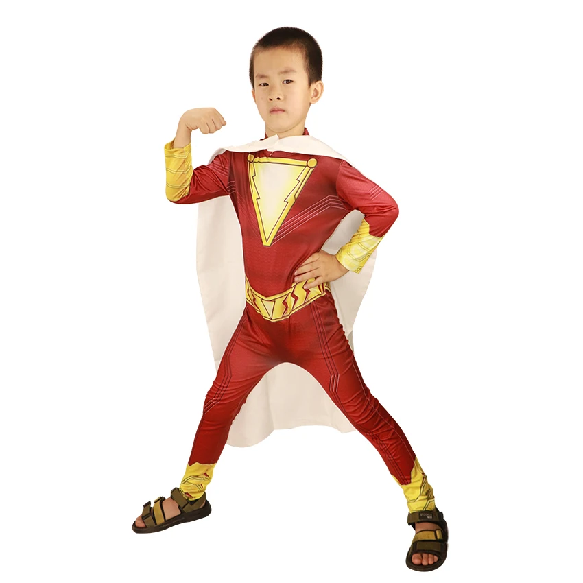 Новые костюмы Shazam, детский плащ супергероя, детское праздничное карнавальное платье, костюмы на Хэллоуин для детей, костюм бэтсона для мальчиков