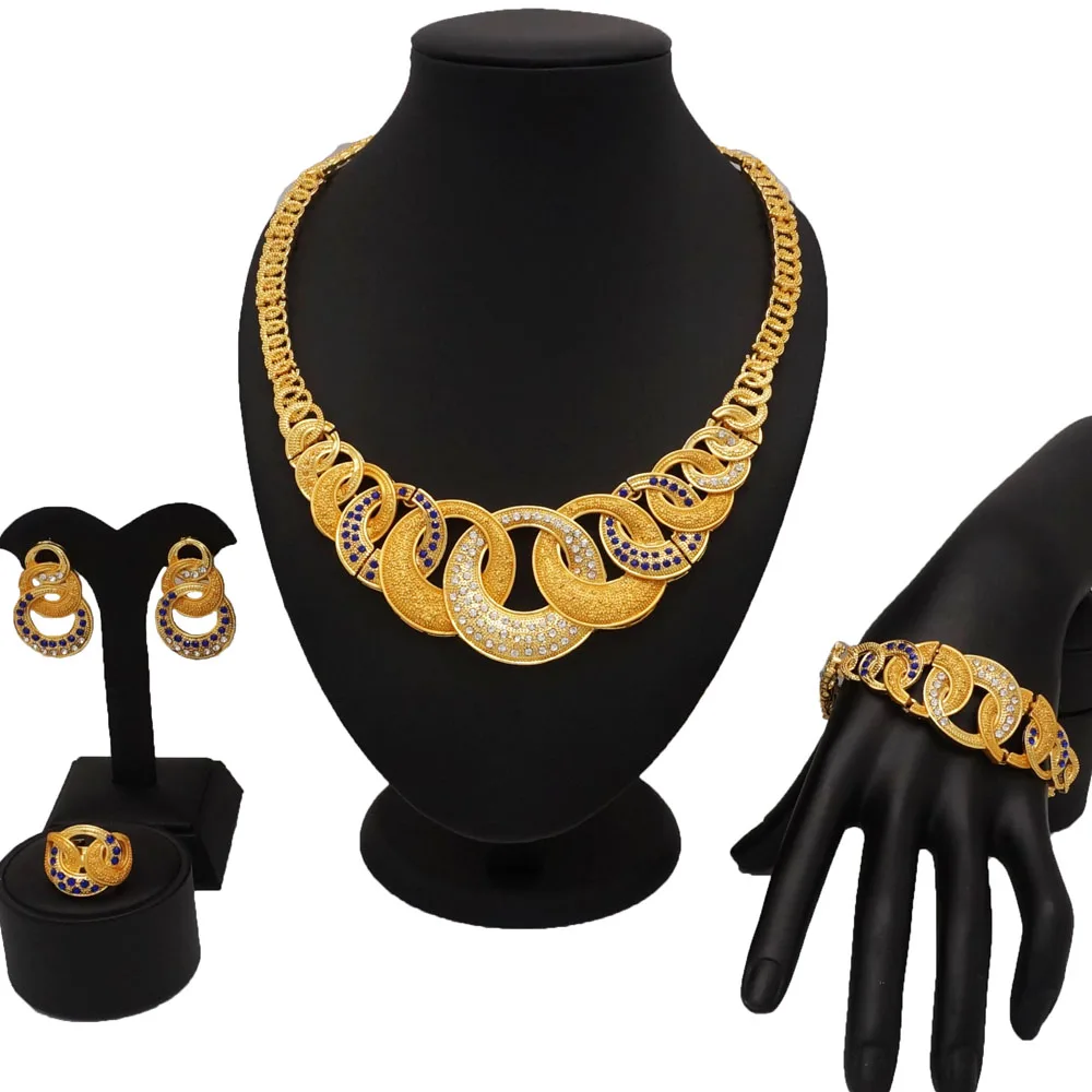 Золотое покрытие ювелирные изделия ses Изысканные Ювелирные наборы для женщин