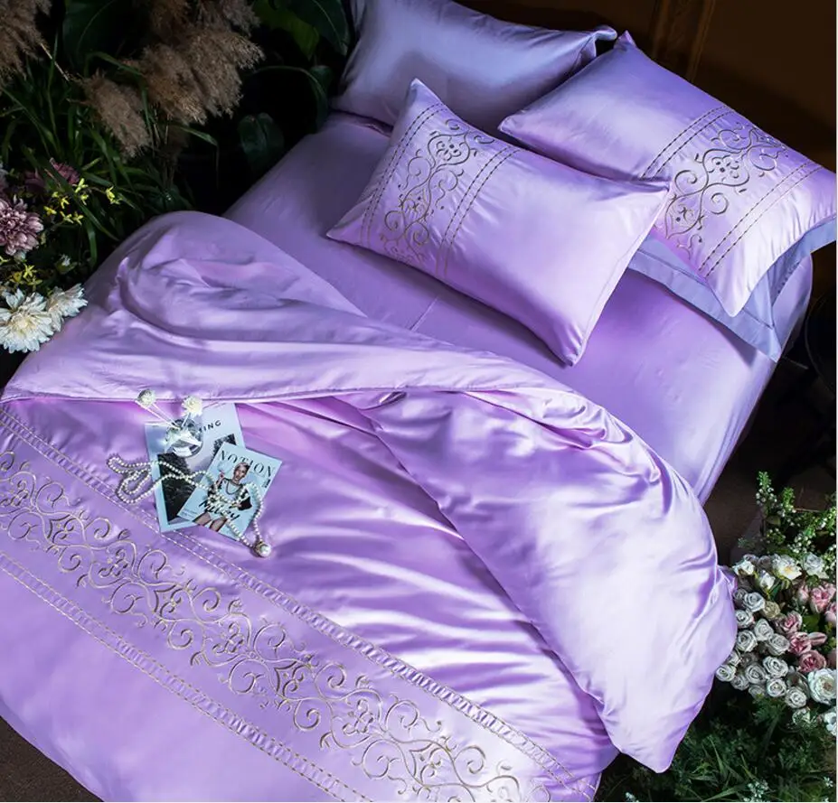 Комплект постельного белья из шелка хлопка и сатина с вышивкой|Комплекты белья| |